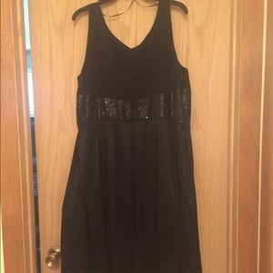 New R&M Black Party Dress w Sequin Bodice 16W
